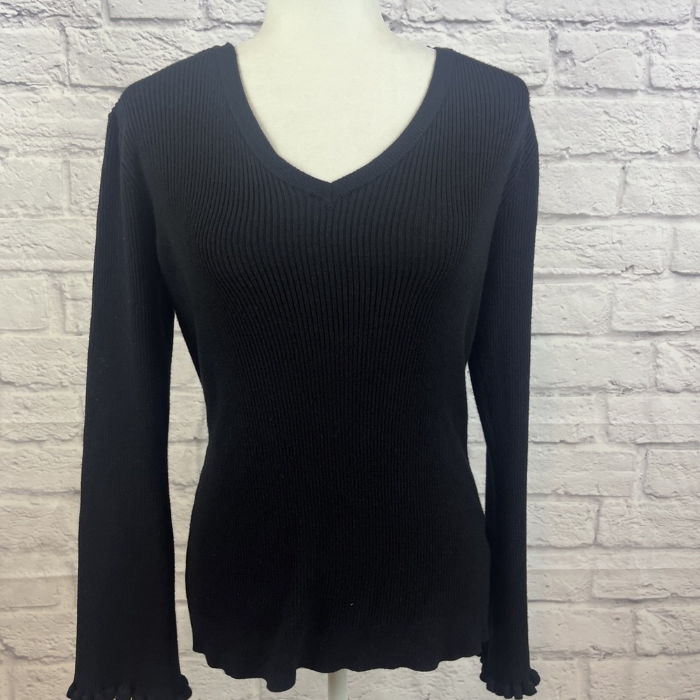 Jones New York Women's Casual Feminine Stretch Ribbed V-Neck Sweater Medium - Picture 4 of 9